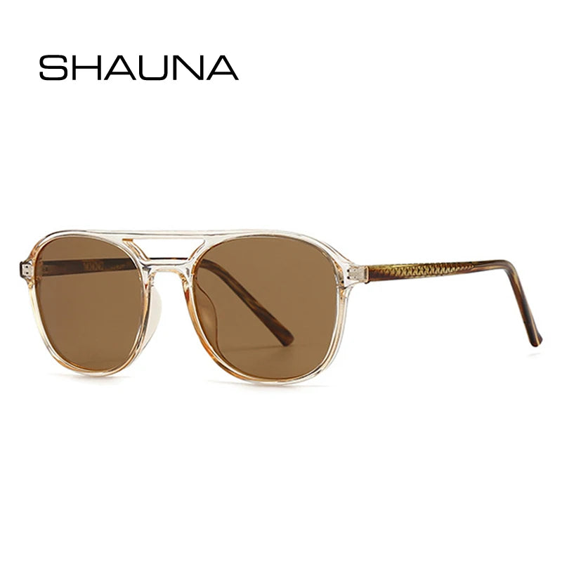 SHAUNA Retro Double Bridges Men Square Luxury Polarized Sunglasses Fashion Women Shades UV400