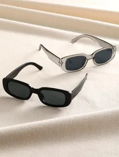 Lot de 2 lunettes de soleil tendance à monture carrée en plastique pour voyage en plein air et camping