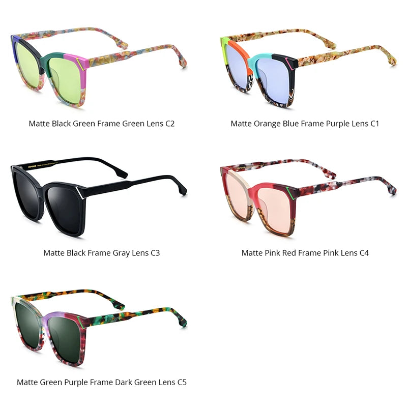 HEPIDEM Acetat Polarisierte Sonnenbrille Männer Bunte Retro Trendy Design Quadratische Sonnenbrille UV400 2024 Neue Frauen Shades H9343T