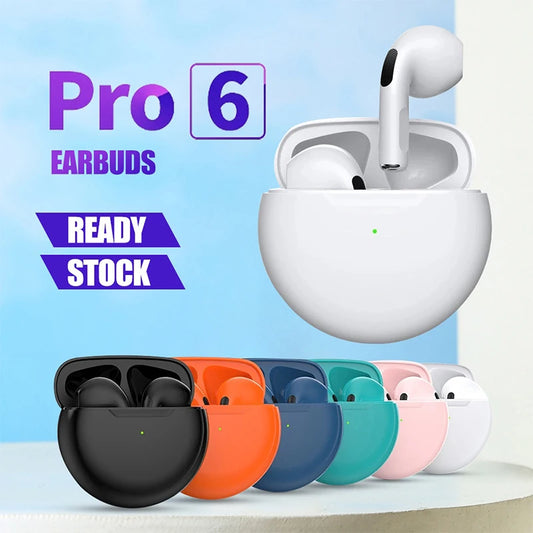 Air Pro 6 TWS Wireless Headphones with Mic Fone Bluetooth Earphones Sport Earbuds Pro6 J6 Headset for Apple iPhone Xiaomi Huawei