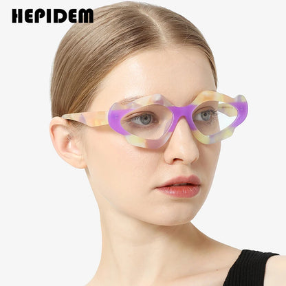 HEPIDEM Matte Acetate Glasses Women Retro Fashion Cat Eye Eyeglasses 2023 New Men Spectacles Eyewear H9291