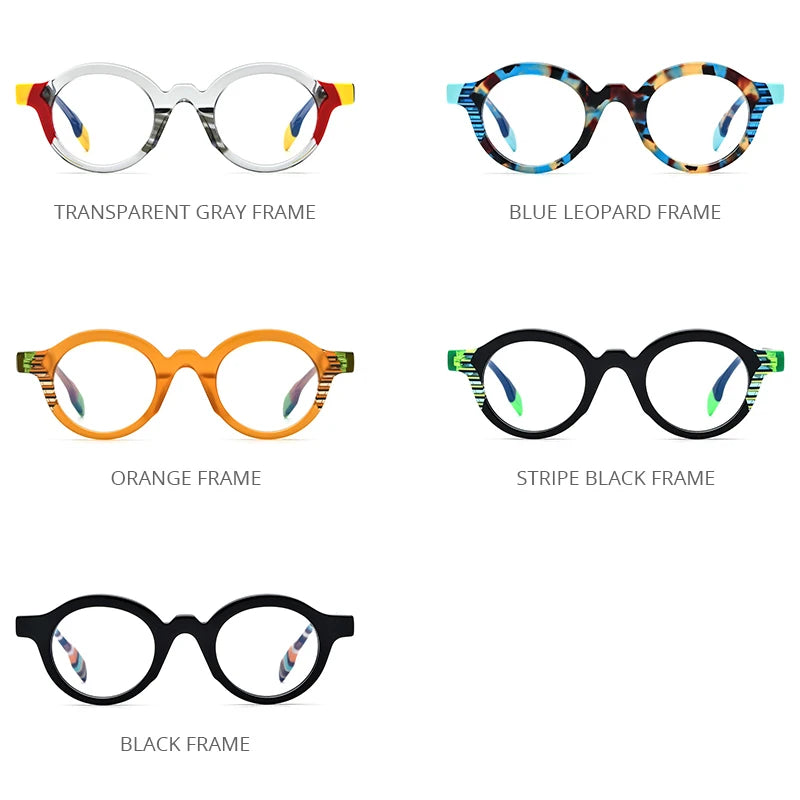 HEPIDEM Multicolor Acetate Glasses Men Retro Small Round Eyeglasses Women Frame Spectacles Eyewear 9226