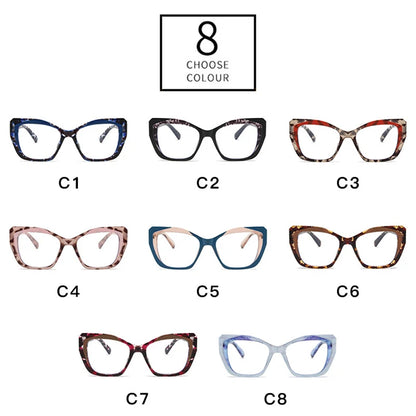 SHAUNA Retro Cat Eye Women TR90 Glasses Frame Clear Anti-Blue Light Optical Eyewear Men Colorful Leopard Frame