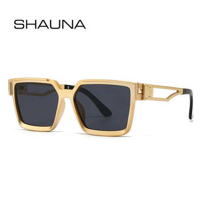 SHAUNA Retro Quadratische Damen Sonnenbrille Modemarke Designer Farbverlaufstöne UV400 Männer Hohle Metallbeine Sonnenbrille