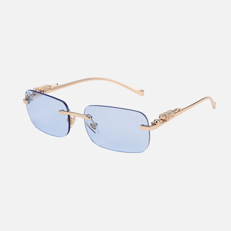 Lunettes de soleil carrées sans monture léopard de marque de luxe pour femmes, nuances sans cadre à la mode pour femmes UV400