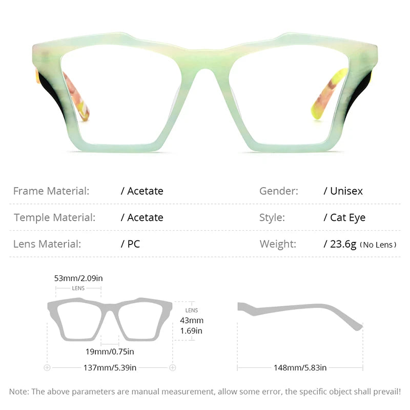 Lunettes en acétate HEPIDEM pour femmes 2024 Nouvelles lunettes de vue rétro en œil de chat Lunettes Lunettes H9360