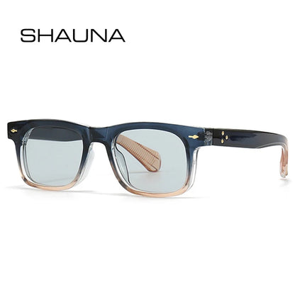 SHAUNA Retro Square Rivets Men Sunglasses Shades UV400 Fashion Gradient Women Trending Sun Glasses