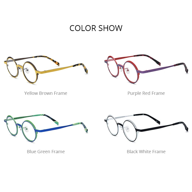 FONEX Pure Titanium Glasses Frame Women 2023 Men Fashion Colorful Round Eyeglasses Eyewear F85774