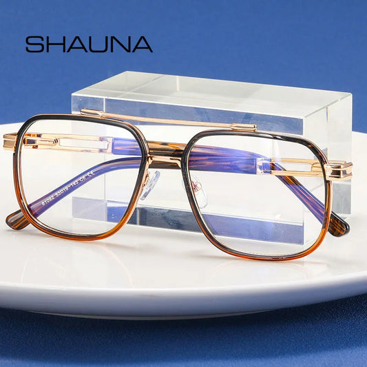 SHAUNA Anti-Blue Light TR90 Fashion Square Frames Retro Optical Frame Computer Glasses