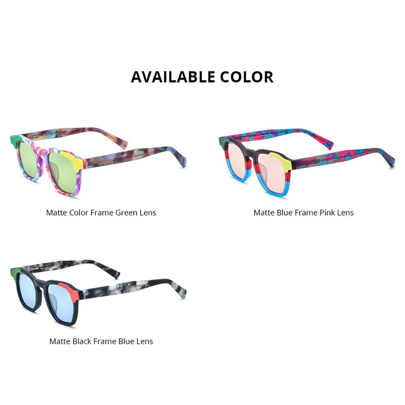 HEPIDEM Matte Colorful Acetate Polarized Sunglasses Men 2023 New Fashion Design Square UV400 Sun Glasses Women Shades H9284T