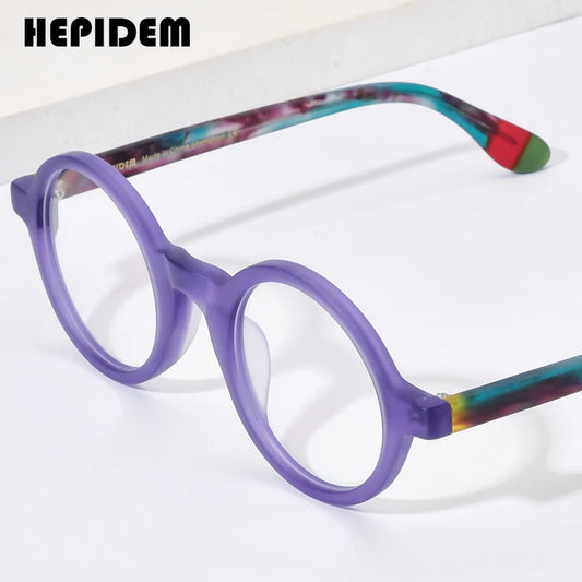 Lunettes en acétate mat multicolore HEPIDEM pour hommes, grandes lunettes rondes rétro 2023, nouvelles lunettes pour femmes, lunettes H9270