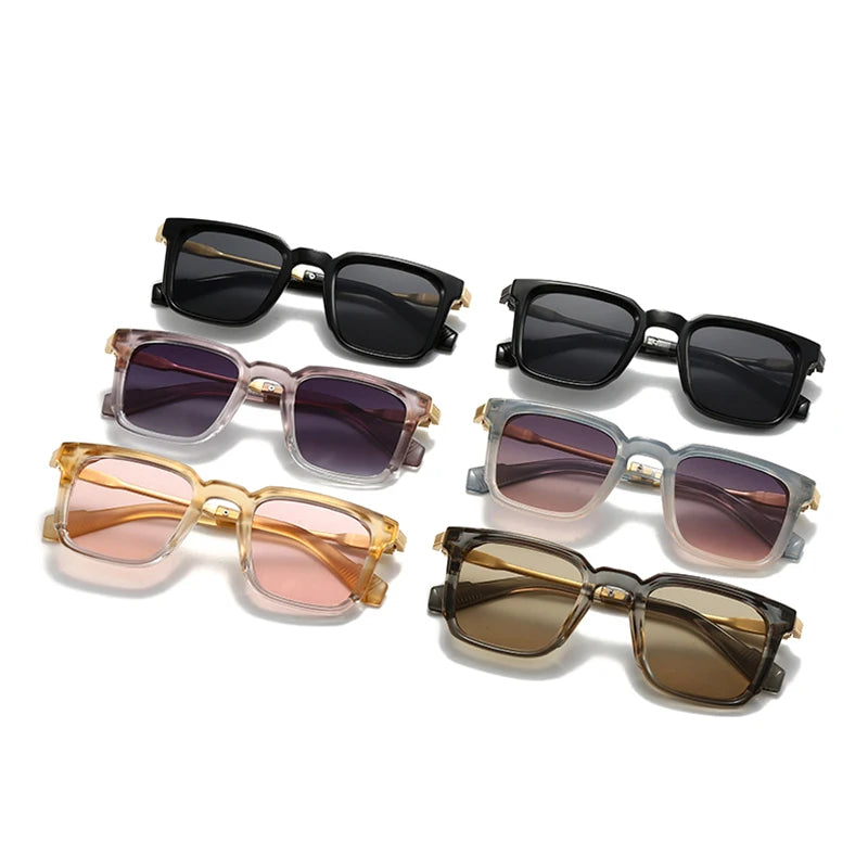 SHAUNA New Square Women Luxury Sunglasses Retro Rivets Men Gradient Shades UV400 Sun Glasses