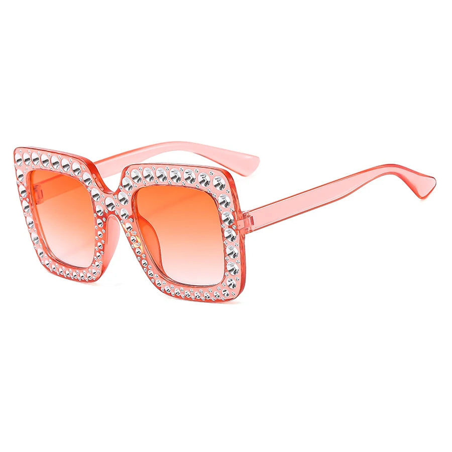 Kids Diamond Oversized Sunglasses Big Square Frame Sunglasses UV400 Crystal Eyewear Retro Rhinestone Frames Eyeglasses Children