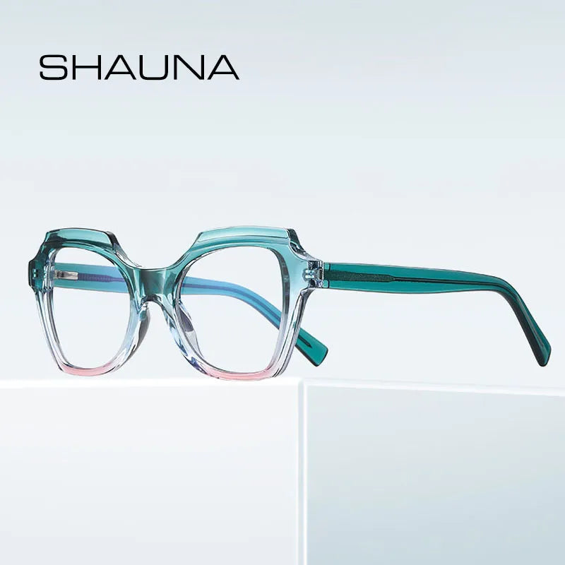 SHAUNA Anti-Blue Light Spring Hinge TR90 Oversized Colorful Women Cat Eye Optical Glasses Frames