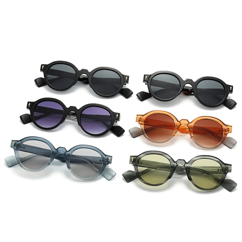 SHAUNA Retro Round Women Sunglasses Shades UV400 Fashion Punk Rivets Men Gradient Shades UV400 Brand Designer Sun Glasses