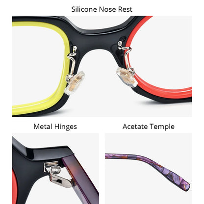 HEPIDEM Acetate Glasses Men Colorful Retro Irregular Eyeglasses 2024 New Women Spectacles Eyewear H9356