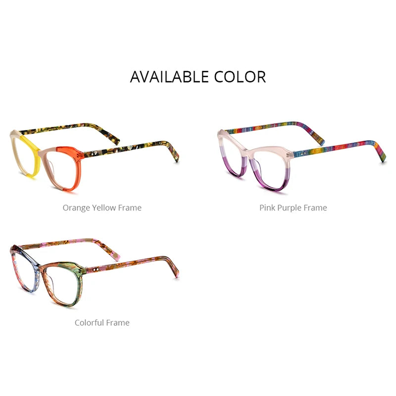 HEPIDEM Multicolor Acetate Eyeglasses Frame Women 2023 New Cat Eye Glasses Cateye Spectacles Eyewear 9275