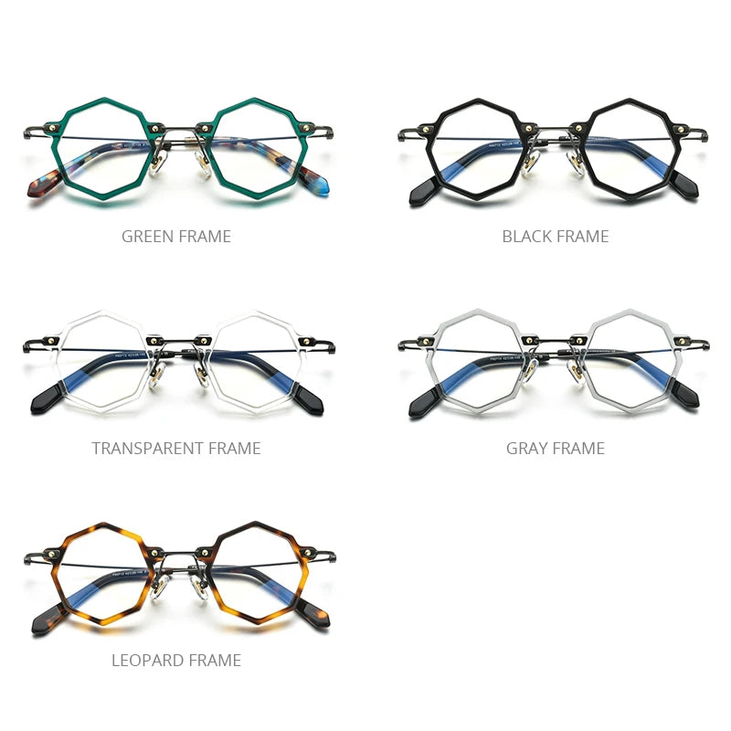 FONEX Acetate Titanium Glasses Women 2022 New Vintage Retro Polygon Eyeglasses Frame Men Spectacles Eyewear F85713