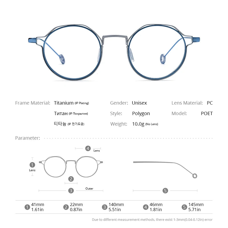 FONEX Pure Titanium Glasses Men 2023 New Smooth Grace Fashion Round Eyeglasses Women Eyewear POET