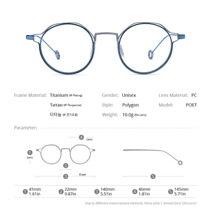 FONEX Pure Titanium Glasses Men 2023 New Smooth Grace Fashion Round Eyeglasses Women Eyewear POET