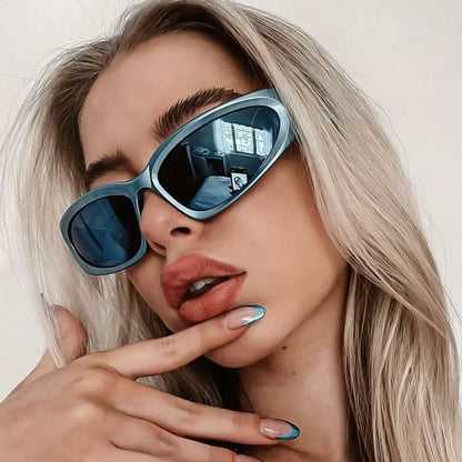 SHAUNA Retro Y2K Stil Damen Katzenaugen Sonnenbrille Mode Bunte Spiegelbrille Herren Punk Sport Sonnenbrille