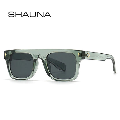 SHAUNA Retro Rivets Men Square Sunglasses Fashion Punk Gradient Shades UV400 Women Green Sun Glasses