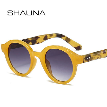 SHAUNA Retro Runde Damen Sonnenbrille mit Farbverlauf UV400 Mode Candy Farbe Männer Trend Nieten Punk Sonnenbrille