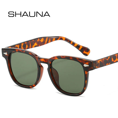 SHAUNA Lunettes de soleil carrées rétro pour femmes, rivets décoratifs, nuances UV400, lunettes de soleil punk pour hommes