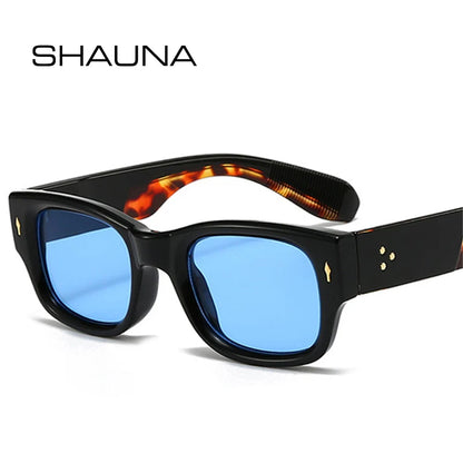 SHAUNA New Square Candy Color Women Sunglasses Retro Rivets Punk Men Sun Glasses