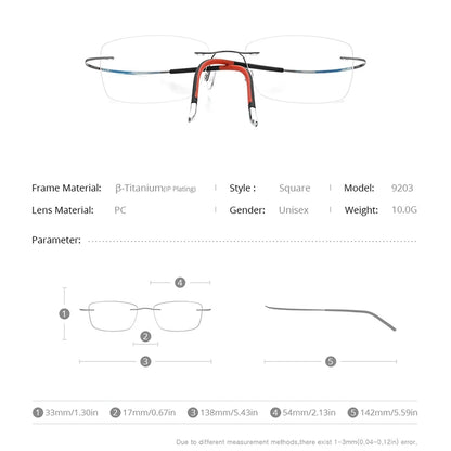 FONEX Randlose Titanbrille Herren 2021 Neue rahmenlose Brillenfassung Damen Brillen 9203