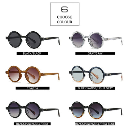 SHAUNA Ins Lunettes de soleil rondes populaires pour femmes, rivets rétro, nuances dégradées pour hommes, UV400