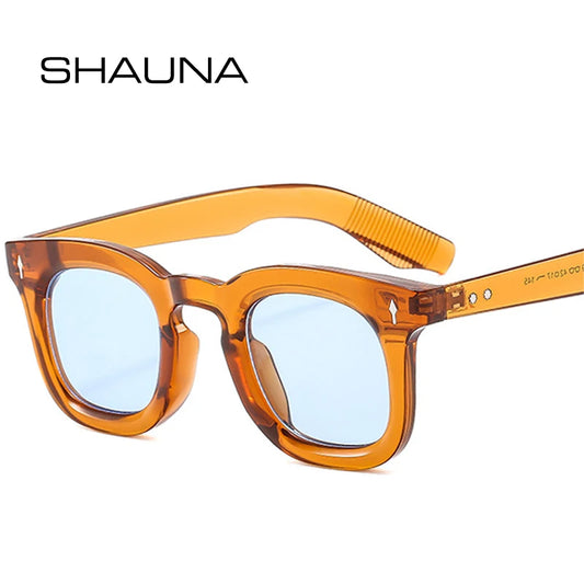 SHAUNA Mode Petites Lunettes De Soleil Carrées Femmes Rétro Rivets Couleur Bonbon Nuances UV400 Hommes Punk Lunettes De Soleil