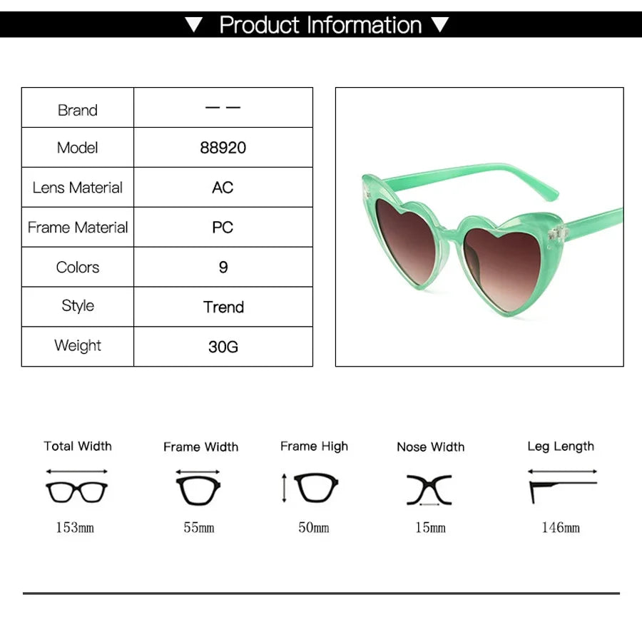 Designer Fashion Heart Sunglasses For Women Trendy Lovely Purple Girl's Sun Glasses UV400 Outdoor Party Shades Accessory