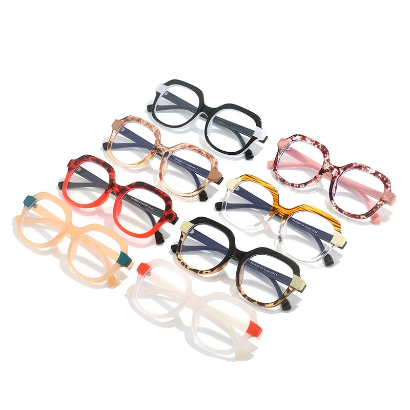 SHAUNA Retro Anti Blue Light Women Square Double Color Glasses Frame Fashion Leopard Men Optical TR Eyeglasses Frame