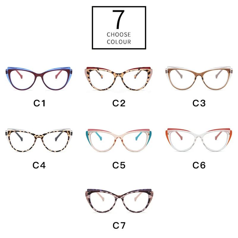 SHAUNA Retro Double Color Cat Eye Women Glasses Frame Fashion Clear Anti-Blue Light Optical Men Eyewear Frame