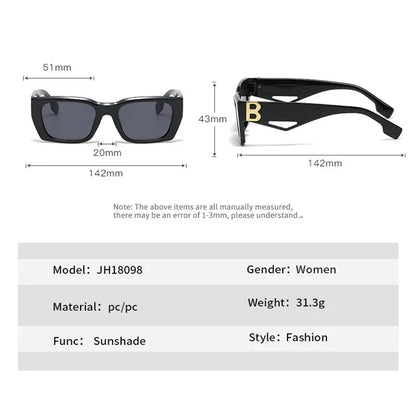 2024 Nouvelle Mode Lunettes De Soleil Carrées Femmes Personnalité B Mot Tendance Lunettes De Soleil Ins Lunettes De Soleil Dames Gafas De Sol Mujer