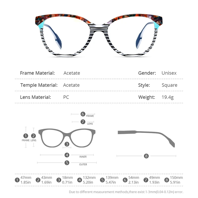 Lunettes en acétate multicolores HEPIDEM pour hommes et femmes, monture carrée rétro, lunettes de vue 9225