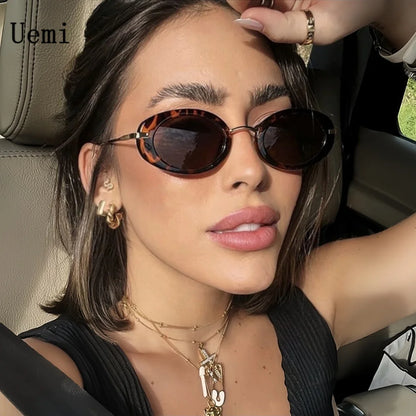 2024 neue Retro Oval Frauen Sonnenbrille Mode Vintage Klassische Metall Rahmen Sonnenbrille Ins Trendy Shdes UV400 Männer Brillen