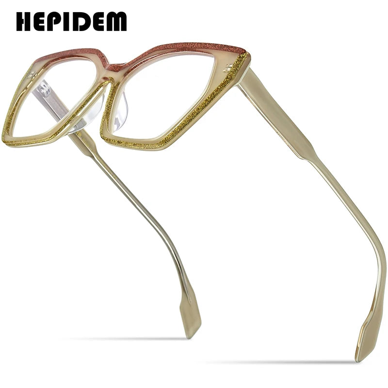 HEPIDEM Powder Acetate Glasses Men Matte Vintage Square Eyeglasses Women Spectacles Eyewear 9322