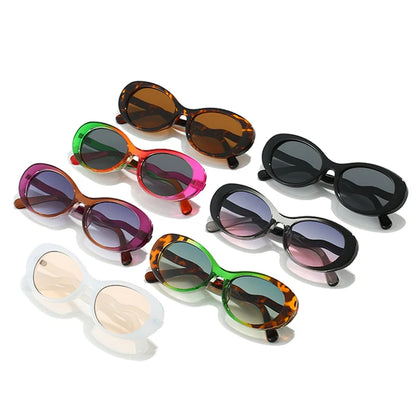 SHAUNA Mode Double Couleur Femmes Ovales Lunettes De Soleil Nuances UV400 Rétro Dégradé Lentilles Nuances UV400 Hommes Punk Unique Lunettes De Soleil