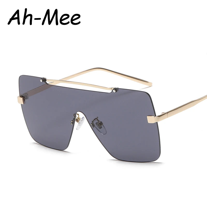 New Oversized Square Sunglasses Women Fashion Flat Top Gradient Lens One Piece Men Eyewear UV400 Outdoor Sun Glasses