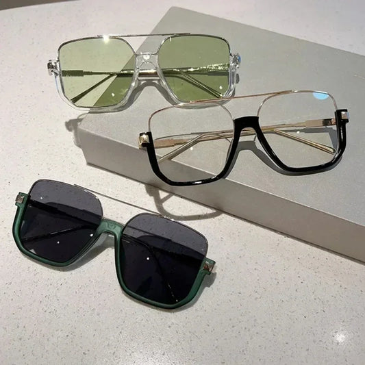 Vintage Übergroße Sonnenbrille Mode Männer Frauen Quadratische Sonnenbrillen Trendy Ins Beliebte Markendesign UV400 Sonnenbrille