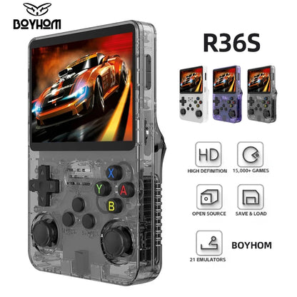 Console de jeux vidéo portable rétro BOYHOM R36S Système Linux Écran IPS 3,5 pouces Lecteur vidéo de poche portable R35s Pro Jeux 64 Go