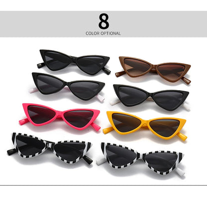 SHAUNA Retro Rivets Women Stripe Cat Eye Sunglasses UV400