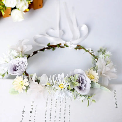 Handmade Bridal Hairband Beach Wreath Hair Jewelry Garland Crown Headwear for Wedding Flower Wreaths Flower Tiara