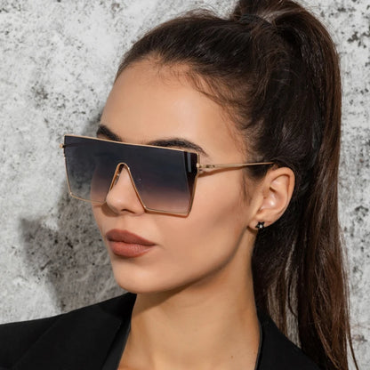 Vintage Metall Sonnenbrillen Damen Steampunk Sonnenbrillen für Herren Brillen Mode Flat Top Goggle Große Rahmen Farbverlaufsgläser Shades