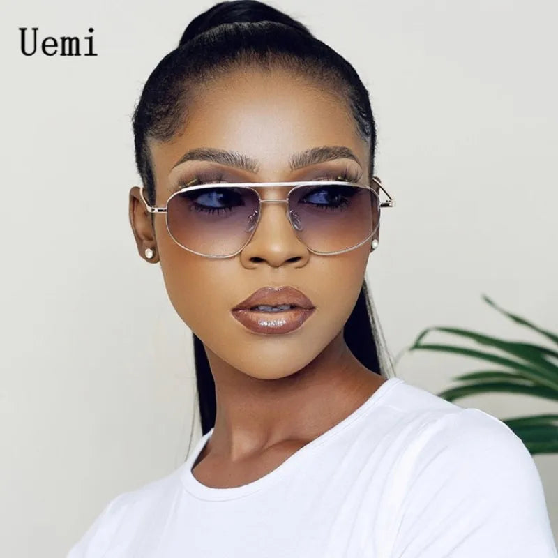 New Fashion Oval Sunglasses For Women Men Luxury Retro Double Bridge Metal Frame Sun Glasses Female Shades UV400 Eyeglasses