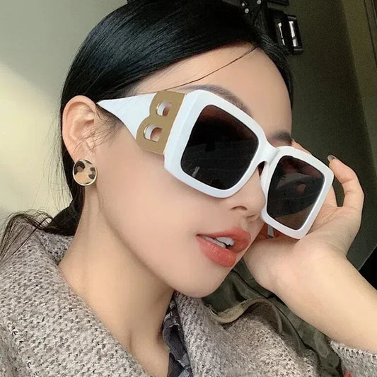 Brand Fashion Square Sunglasses Women Mirror Black Gradient Sun Glasses Female Big Frame Modern Retro Vintage Oculos De Sol