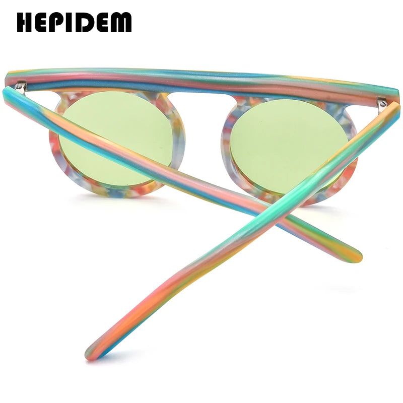 HEPIDEM Matte Acetate Polarized Sunglasses Women 2023 Retro Vintage Circle Round Sun Glasses UV400 Men Shades Sunglasses H9339T