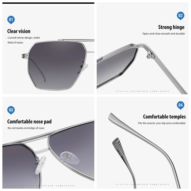 Markendesigner Große Polarisierte Sonnenbrille Aus Metall Für Männer Coole Sonnenbrille Frauen Driving Shades Mode Männlich Oculos Weibliche Gafas